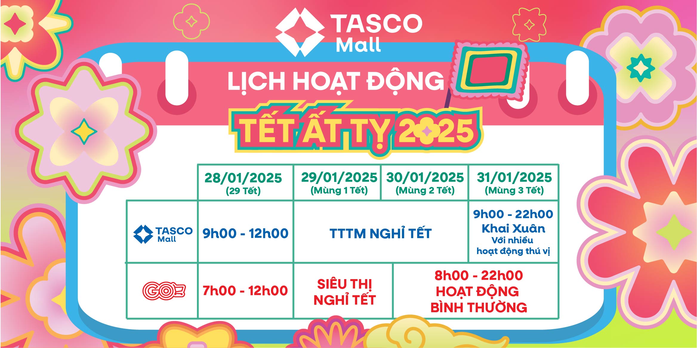 LỊCH HOẠT ĐỘNG TẾT 2025